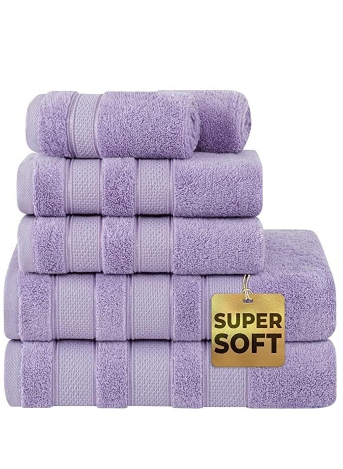 Safi Plus 6-Piece Towel Set 100% Turkish Genuine Cotton Super Soft & Absorbent Luxury Hotel Quality 600 GSM Cotton Bathroom Towels, 2 Bath Towels, 2 Hand Towels, 2 Washcloths, Lilac  - Image 1