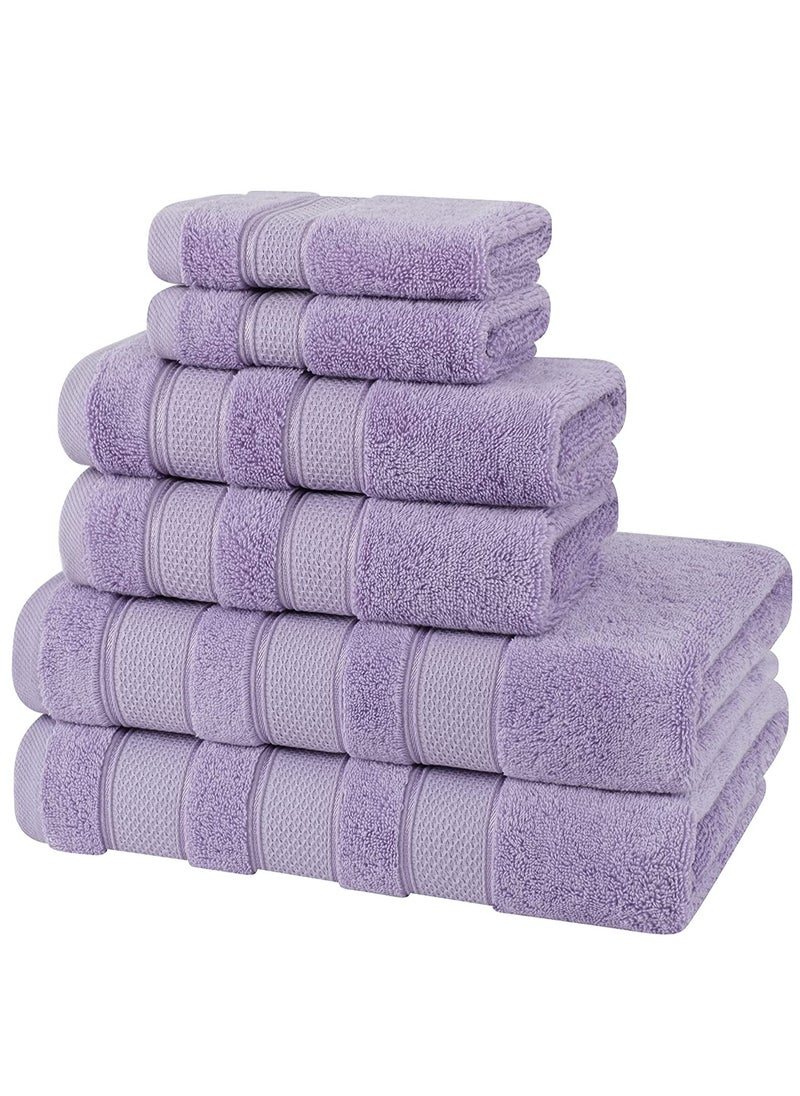 Safi Plus 6-Piece Towel Set 100% Turkish Genuine Cotton Super Soft & Absorbent Luxury Hotel Quality 600 GSM Cotton Bathroom Towels, 2 Bath Towels, 2 Hand Towels, 2 Washcloths, Lilac  - Image 2