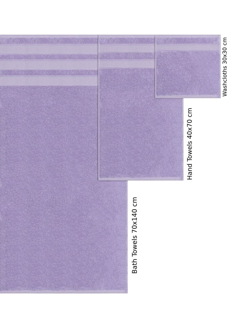 Safi Plus 6-Piece Towel Set 100% Turkish Genuine Cotton Super Soft & Absorbent Luxury Hotel Quality 600 GSM Cotton Bathroom Towels, 2 Bath Towels, 2 Hand Towels, 2 Washcloths, Lilac  - Image 3