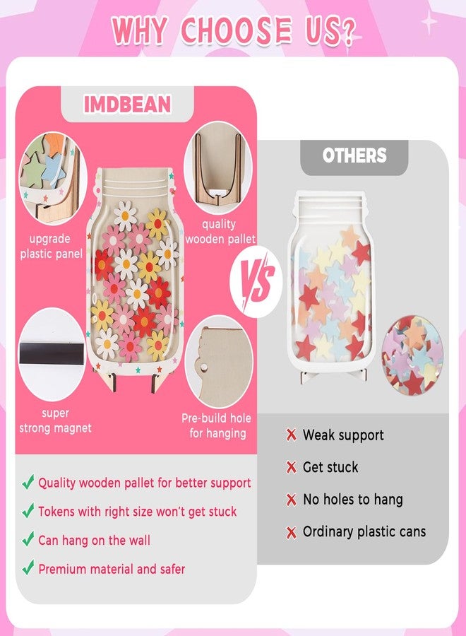 imdbean 2 Pack Magnetic Reward Jar for Kids, Good Behavior Rewards Jar for Classroom Home, Potty Training Rewards Home Training for Boys Girls, Star and Flower Jar Reward System, Christmas Kids Gift - Image 2