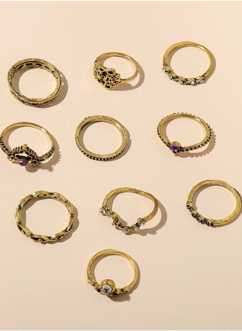 Generic - 10pcs Rhinestone Decor Ring - Image 1