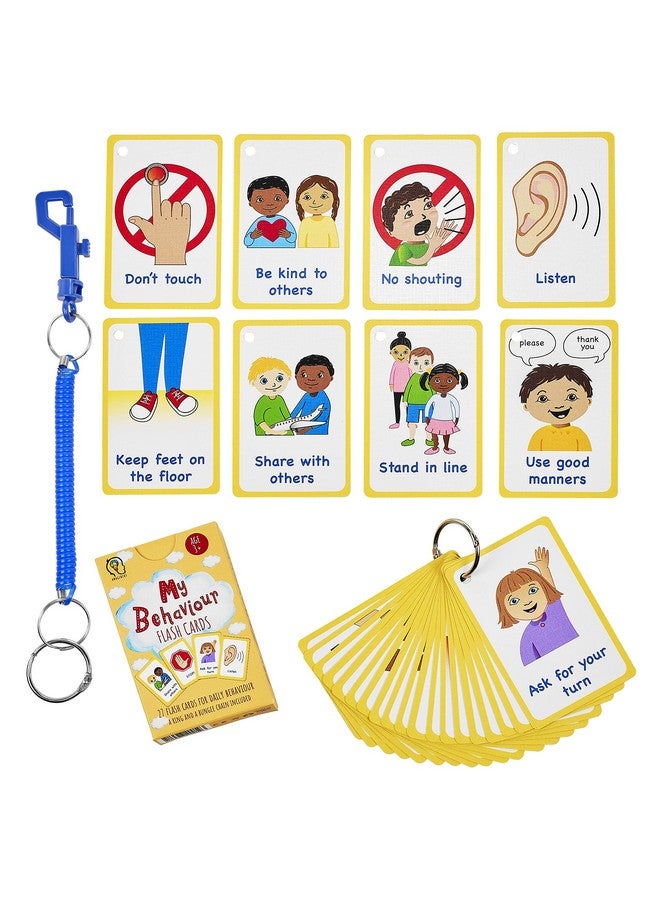 Amonev My Behaviour Cards 27 Flash Cards For Visual Aid Special Ed Speech Delay Non Verbal Children And Adults With Autism Or Special Needs  - Image 1