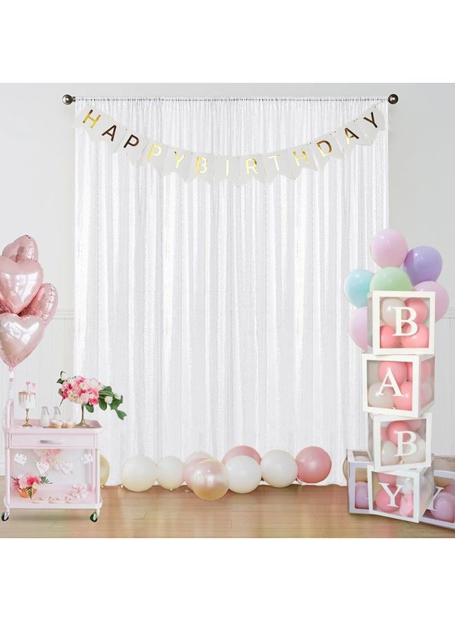 Sugargirl White Sequin Backdrop Curtain 2 Panels 2FTx8FT Glitter White Background Drapes Sparkle Photography Backdrop for Party Wedding Birthday Wall Decoration - Image 5