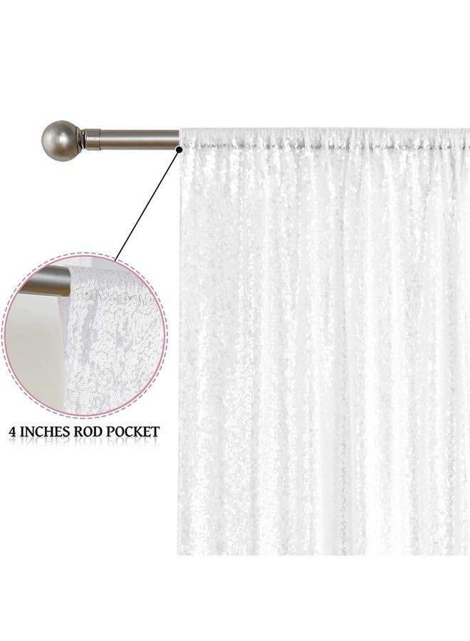 Sugargirl White Sequin Backdrop Curtain 2 Panels 2FTx8FT Glitter White Background Drapes Sparkle Photography Backdrop for Party Wedding Birthday Wall Decoration - Image 4