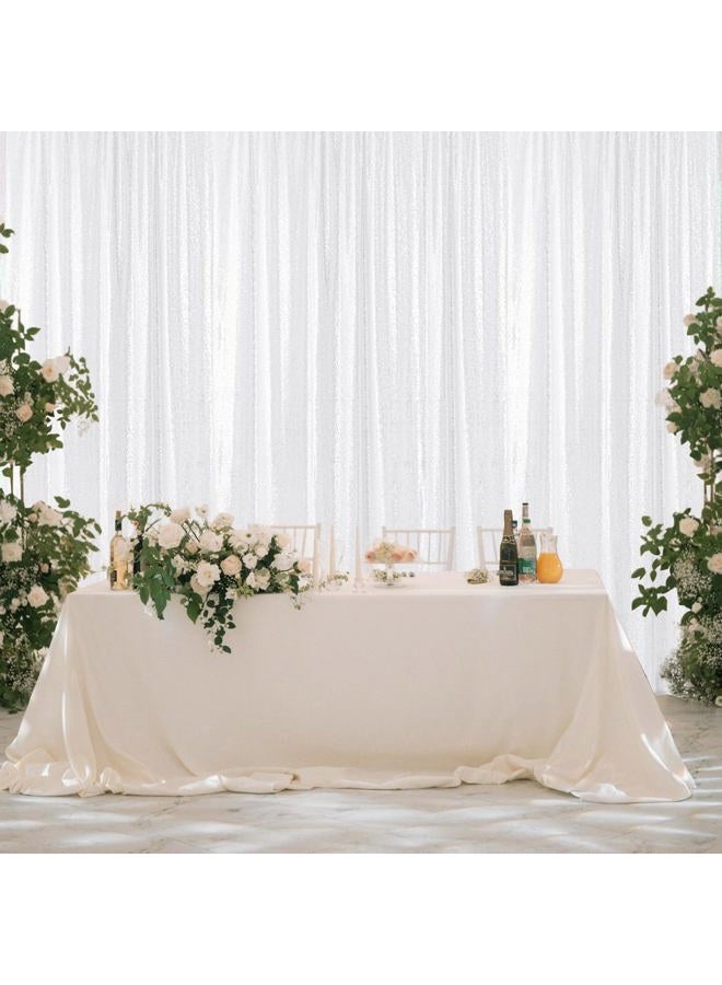 Sugargirl White Sequin Backdrop Curtain 2 Panels 2FTx8FT Glitter White Background Drapes Sparkle Photography Backdrop for Party Wedding Birthday Wall Decoration - Image 2