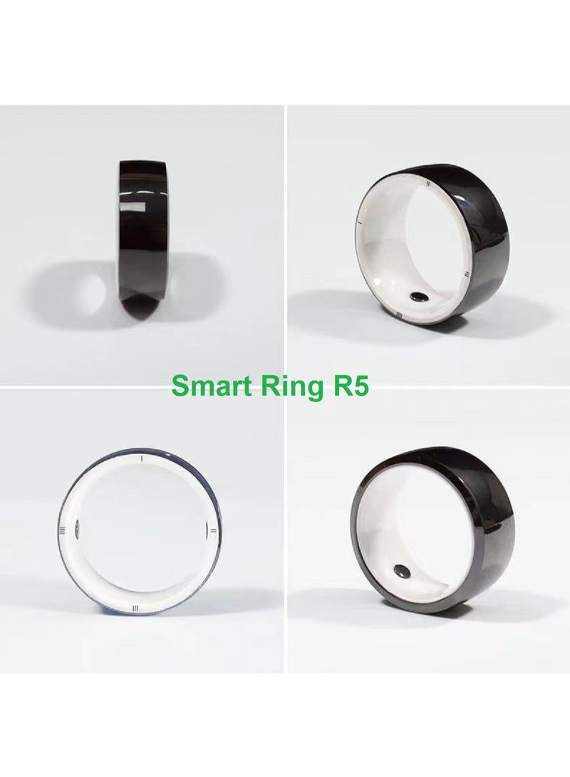 General Smart Ring R5 Newest Intelligent Wearable Device Build-in 6 RFID Cards 128GB Wireless Disk Sharing 2 Health Stones NFC Functions for iPhone Android Size: M (Perimeter 58-63mm, Diameter 19mm)  - Image 2