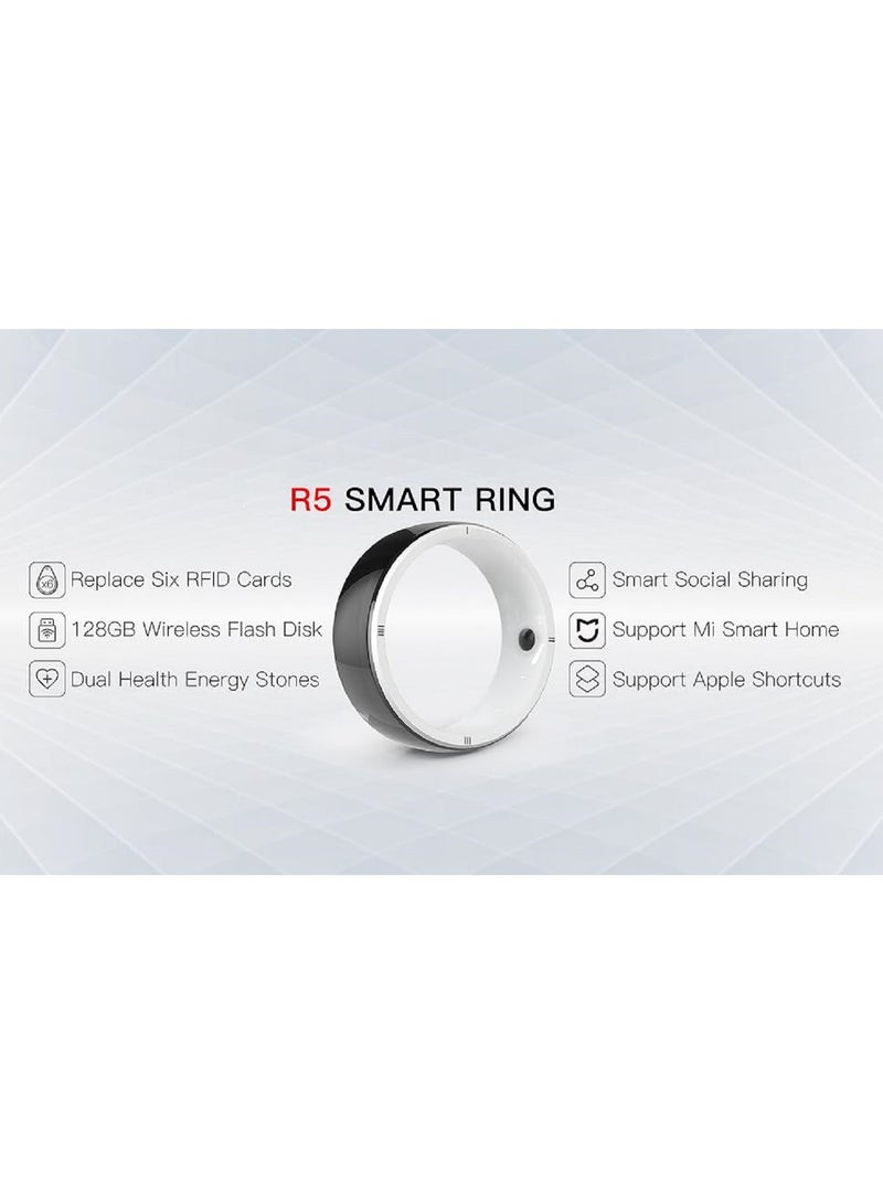 General Smart Ring R5 Newest Intelligent Wearable Device Build-in 6 RFID Cards 128GB Wireless Disk Sharing 2 Health Stones NFC Functions for iPhone Android Size: M (Perimeter 58-63mm, Diameter 19mm)  - Image 3