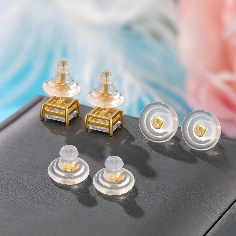 Formulen Silicone Earring Backs, 6pcs 18K Gold Silicone Earring Backs Replacements, Locking Earring Backs for Studs/Droopy Heavy Earring, Hypoallergenic Soft Clear Earring Backs for Adults&Kids Gold - Image 2
