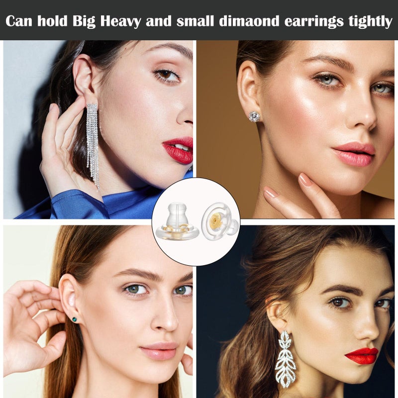 Formulen Silicone Earring Backs, 6pcs 18K Gold Silicone Earring Backs Replacements, Locking Earring Backs for Studs/Droopy Heavy Earring, Hypoallergenic Soft Clear Earring Backs for Adults&Kids Gold - Image 5