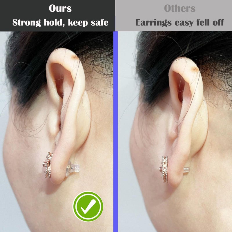 Formulen Silicone Earring Backs, 6pcs 18K Gold Silicone Earring Backs Replacements, Locking Earring Backs for Studs/Droopy Heavy Earring, Hypoallergenic Soft Clear Earring Backs for Adults&Kids Gold - Image 4
