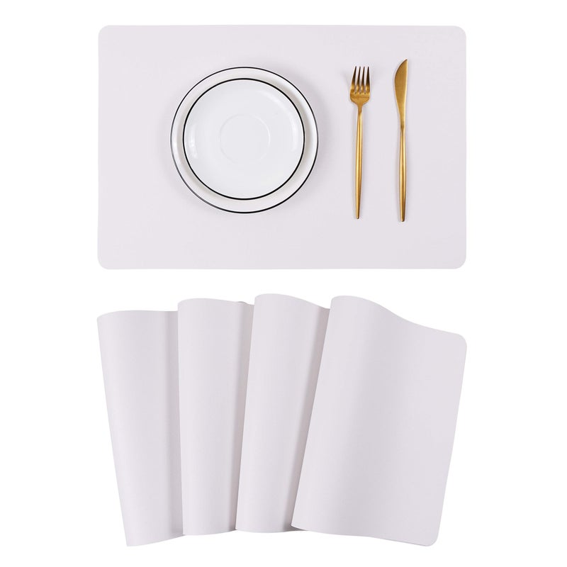 Wipeable Placemats Leather Table Mats Waterproof HeatResistant Easy to Clean for Dining Table Set Kitchen Table 4 White