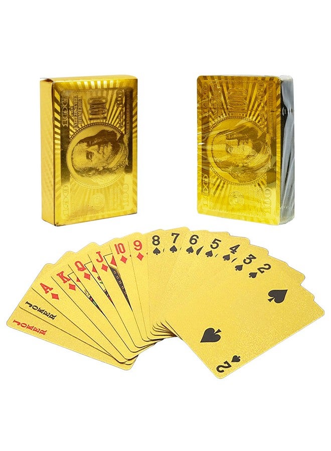 VGRASSP Gold Deck of Waterproof Cards Flexible Use for Party Game PVC Gold Playing Cards|Pack of 1 - Image 1