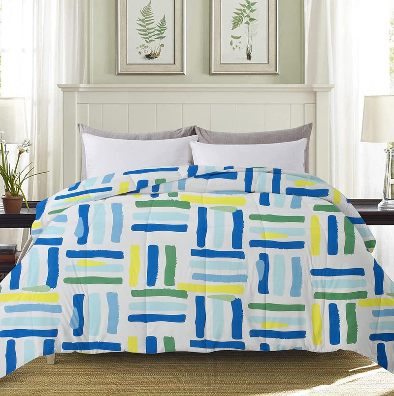 VAS COLLECTIONS 220 GSM Microfiber Reversible AC Comforter |Quit | Blanket | Duvets for Single Bed 180Tc (60x90 Inches, Blue, Green and White) - Image 4
