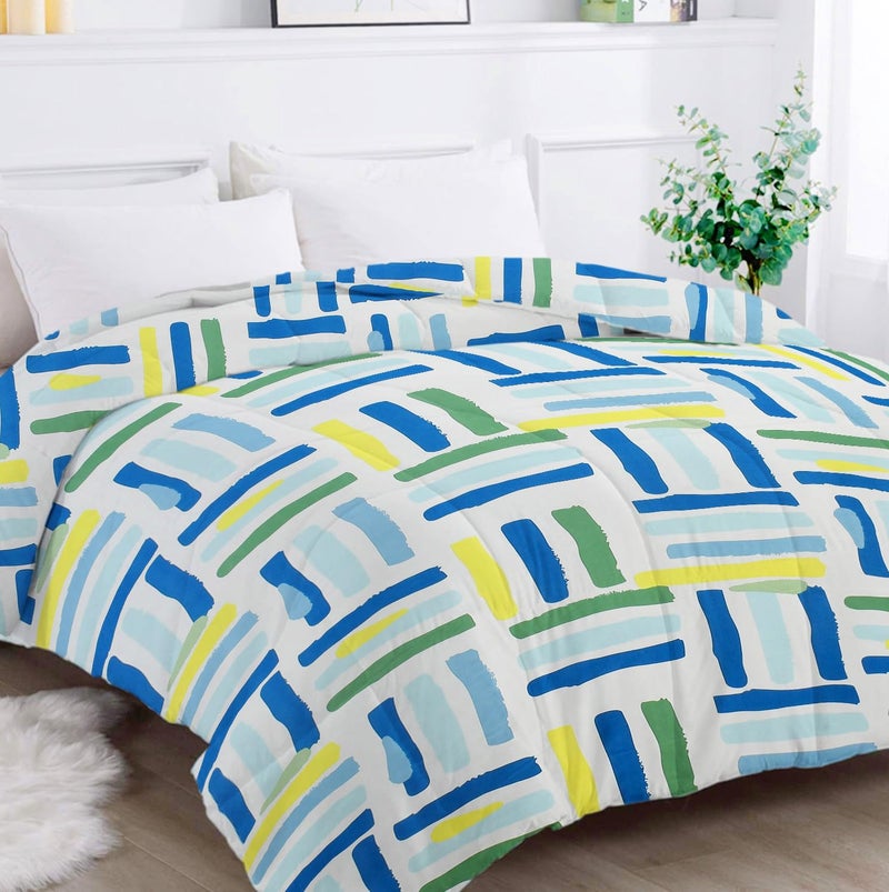 VAS COLLECTIONS 220 GSM Microfiber Reversible AC Comforter |Quit | Blanket | Duvets for Single Bed 180Tc (60x90 Inches, Blue, Green and White) - Image 2