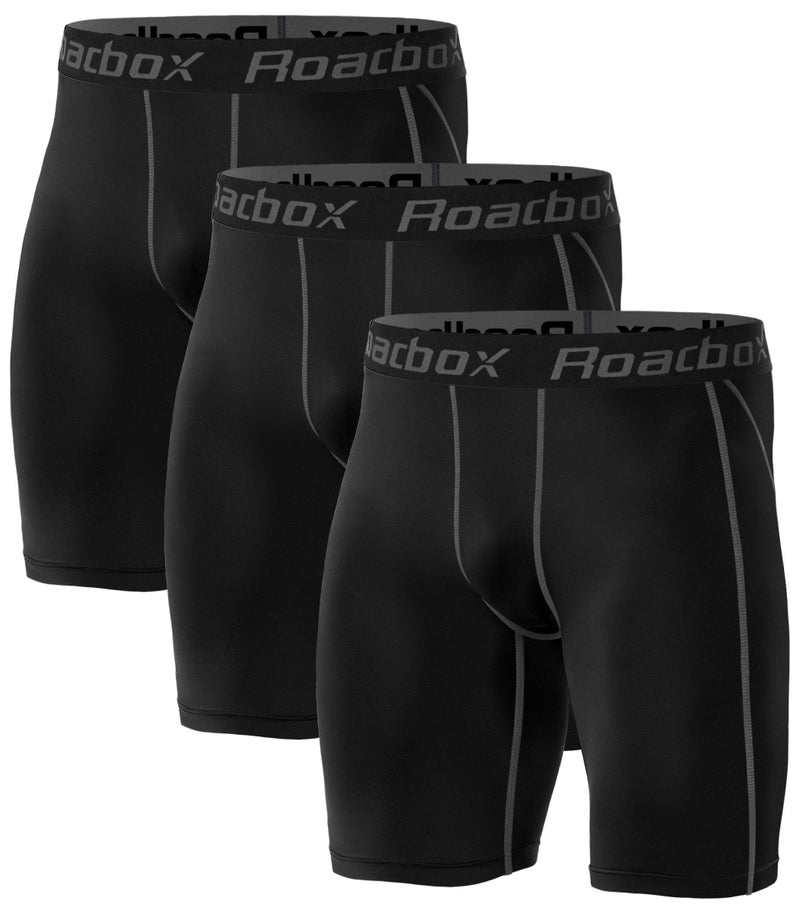 Roadbox Compression Shorts for Men Cool Dry Athletic Workout Underwear Running Gym Spandex Short Sports(Black,Black,Black,L) - Image 1