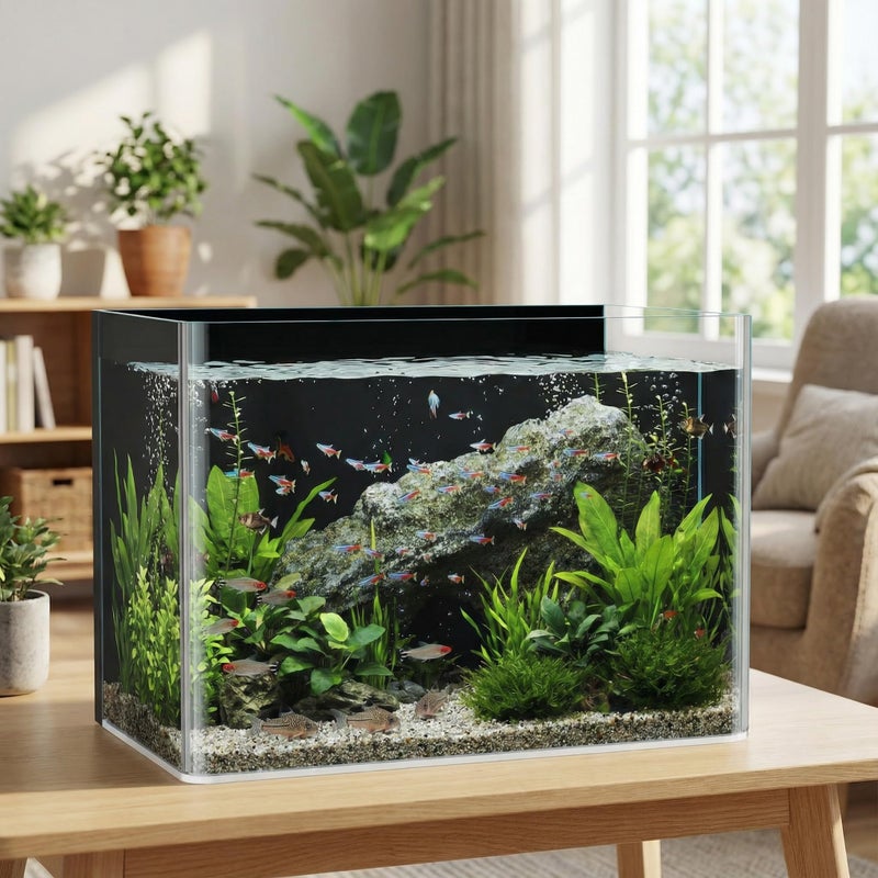 BitMit 10 Gallon Hot-Bent Black-Back Fish Tank, Aquarium Fish Tank,Easy to Maintain Small Aquarium for Betta/Goldfish/Snails/Shrimp and Aquatic Planting, Perfect for Home, Office, and Decor - Image 5