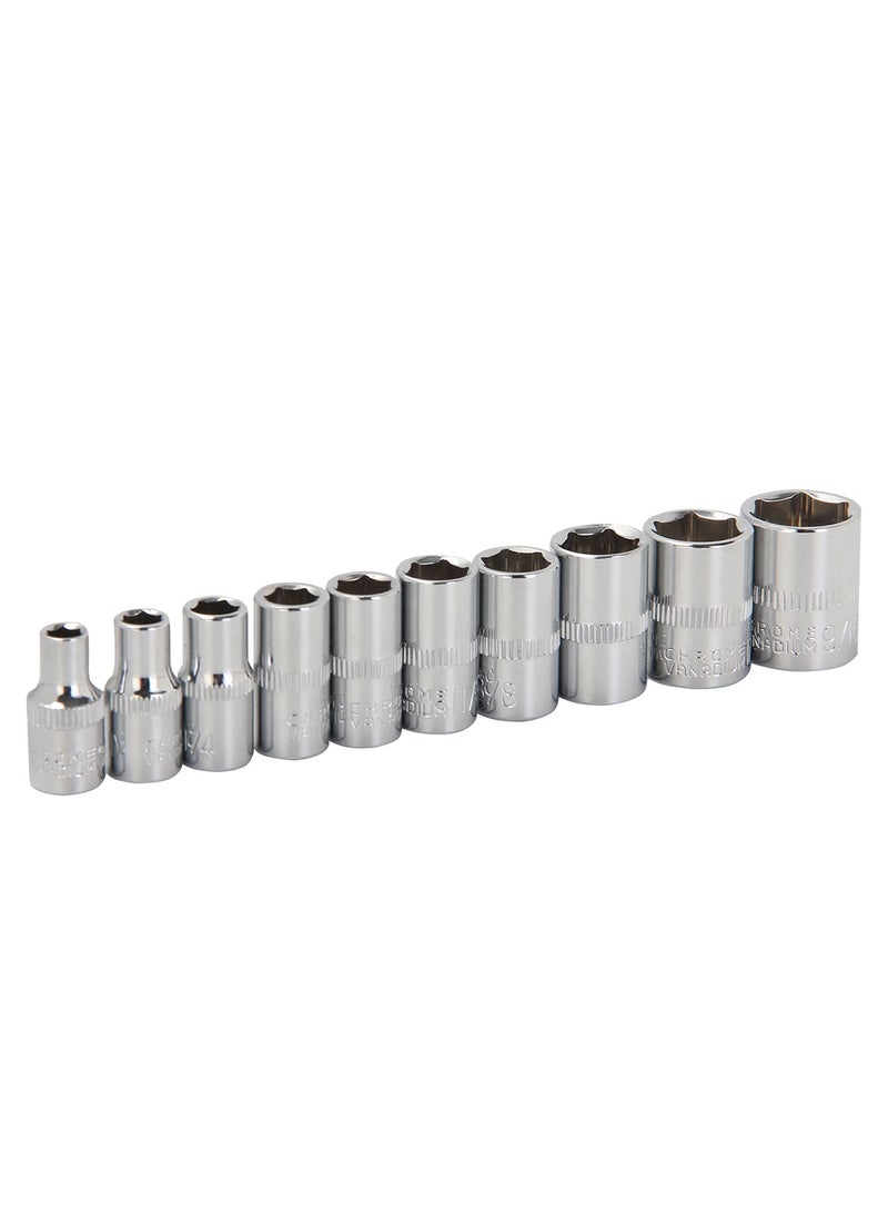 KSEIBI - Hexagon Socket and Ratchet Set 1/4"12Pc, Chrome Vanadium, Drive Socket, Hexagon socket wrench set, for Fastening and Loosening Hexagonal Fasteners in Automotive, Machinery and Mechanical Applications. - Image 1