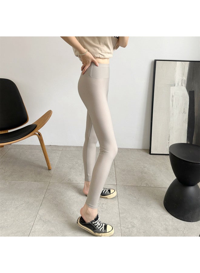 Top melon Ice Silk Mesh Leggings Women Summer Thin High-Waist Slimming Ankle Pants For Outdoor Wear Large Size Tummy Control Elastic Sun Protection Pants - Image 4