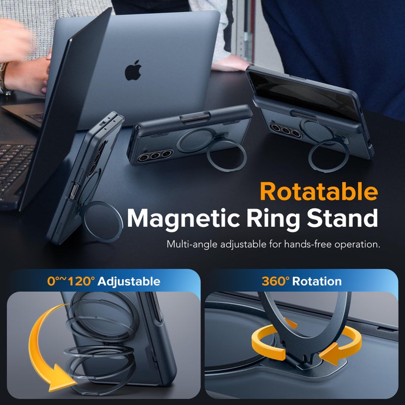 MOBOSI for Z Fold 5 Case with Rotatable Ring Stand & Privacy Screen Protector, Compatible with Magsafe, 18FT MIL-Grade Protection, Magnetic Shockproof Slim Case for Samsung Galaxy Z Fold5, Black - Image 3