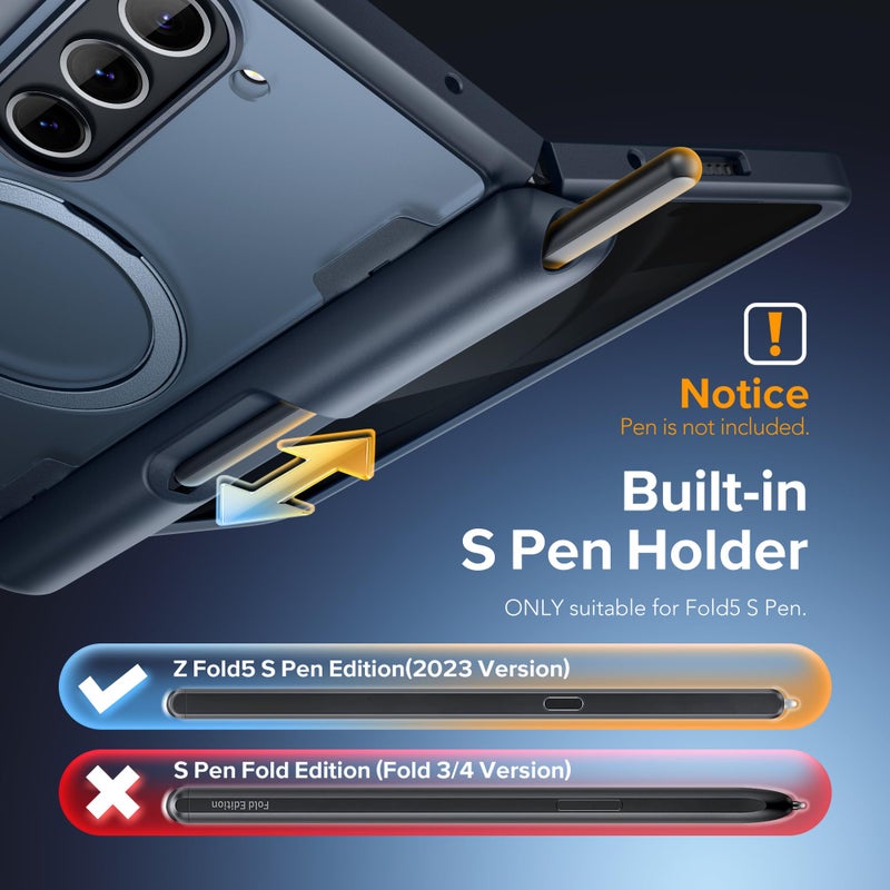 MOBOSI for Z Fold 5 Case with Rotatable Ring Stand & Privacy Screen Protector, Compatible with Magsafe, 18FT MIL-Grade Protection, Magnetic Shockproof Slim Case for Samsung Galaxy Z Fold5, Black - Image 5