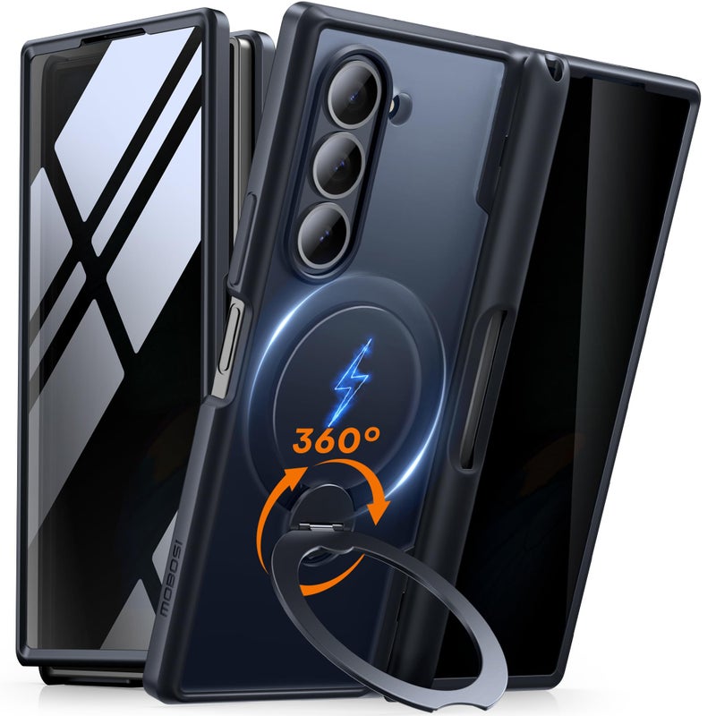 MOBOSI for Z Fold 5 Case with Rotatable Ring Stand & Privacy Screen Protector, Compatible with Magsafe, 18FT MIL-Grade Protection, Magnetic Shockproof Slim Case for Samsung Galaxy Z Fold5, Black - Image 1