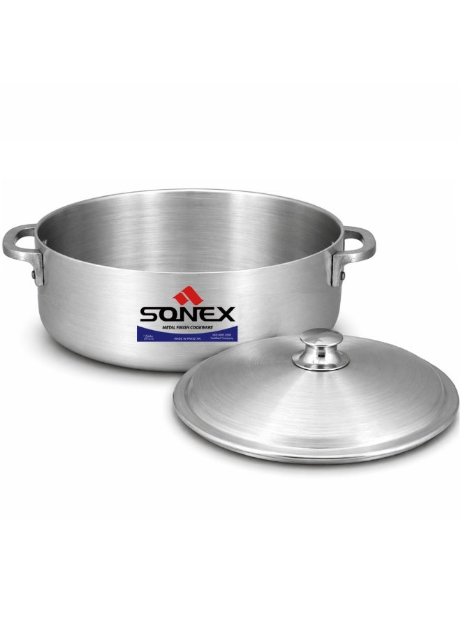 SONEX سونكس إمبريال كاليرو، 32 سم (9 لتر) – وعاء ضحل من الألمنيوم الممتاز، مقلاة هولندية، مقبض متين مثبت، توزيع حراري ممتاز، آمن في غسالة الصحون، مثالي للأرز، اليخنات، الطهي البطيء، والكسكسي. - Image 3
