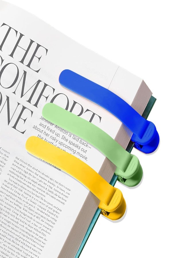 Kartterfly 3pcs Page Bookmarks for Reading, Automatic Book Marks Tailored for Book Enthusiasts, Unique and Cute Book Page Holder Markers Clip Reading Accessories Gifts（Yellow Green Blue） - Image 1