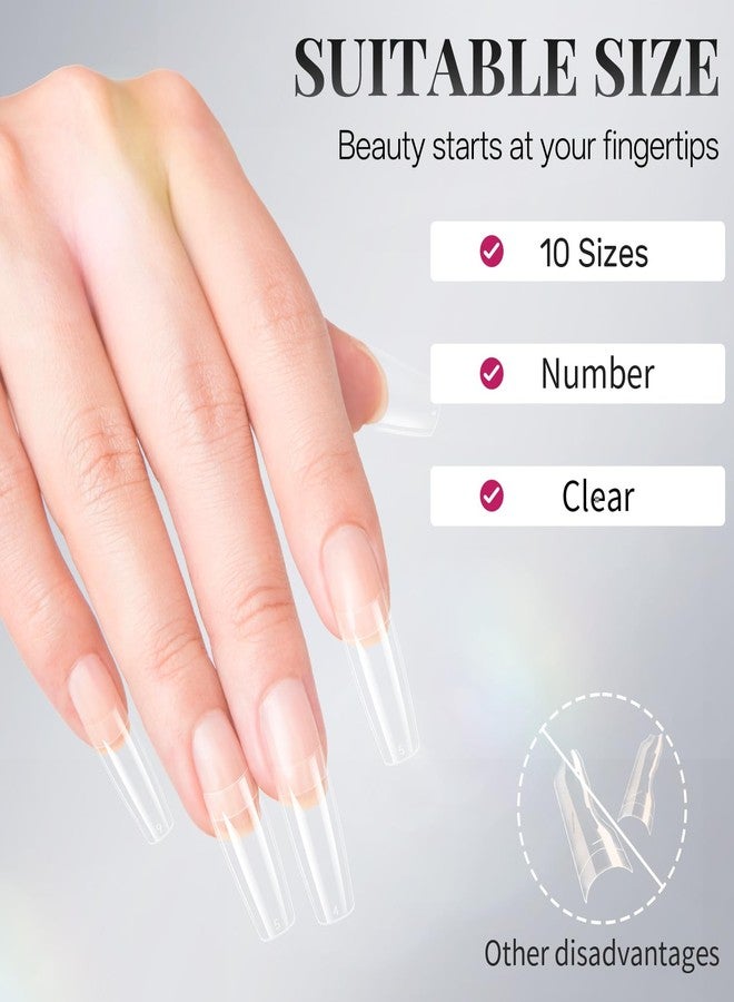 krofaue French Nail Tips - Acrylic Soft Gel False Tips 500PCS Half Cover Square Fake Nails for Women Half Matte French Tip Press on Nails 10 Sizes - Image 5