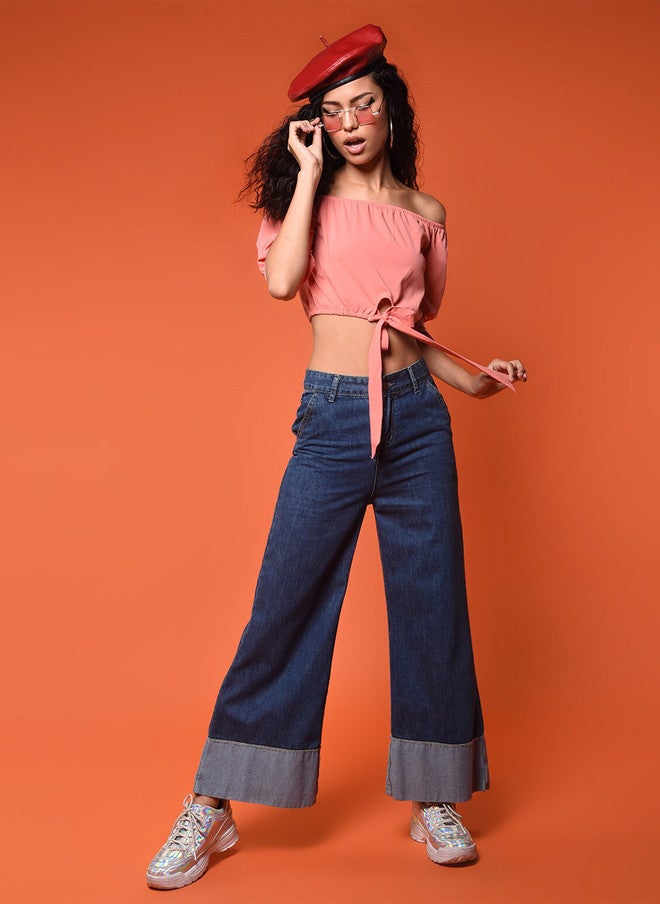 CHIMPAAANZEE Pink Off-Shoulder Bardot Crop Top - Image 5