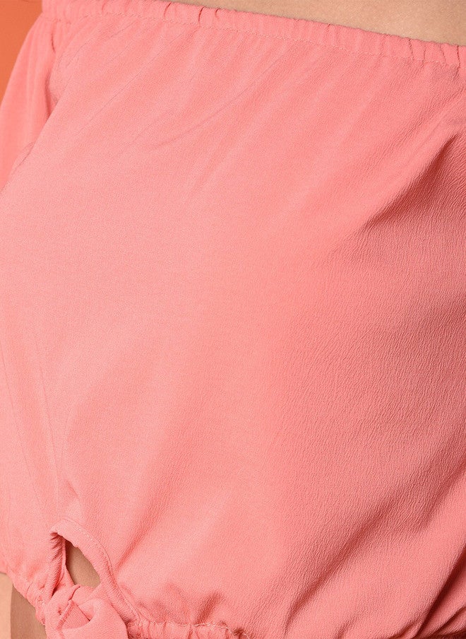 CHIMPAAANZEE Pink Off-Shoulder Bardot Crop Top - Image 2