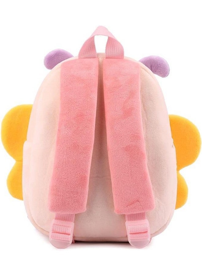 Frantic Kids Soft Animal Cartoon Travelling School Bag Soft Plush Standard 2 Compartment Backpack Boys Girls Baby For 2 To 5 Years Baby/Boys/Girls Nursery, Preschool, Picnic(Pink_Butterfly_2024_B) - Image 4