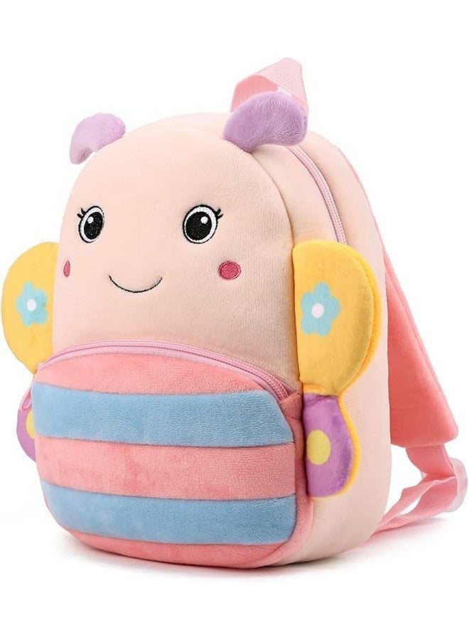 Frantic Kids Soft Animal Cartoon Travelling School Bag Soft Plush Standard 2 Compartment Backpack Boys Girls Baby For 2 To 5 Years Baby/Boys/Girls Nursery, Preschool, Picnic(Pink_Butterfly_2024_B) - Image 2