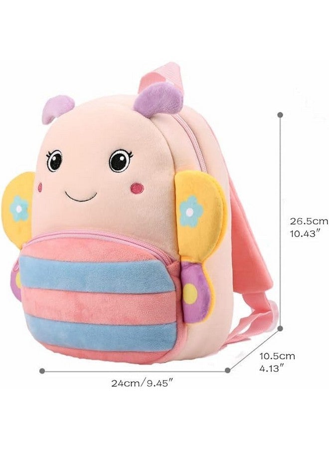 Frantic Kids Soft Animal Cartoon Travelling School Bag Soft Plush Standard 2 Compartment Backpack Boys Girls Baby For 2 To 5 Years Baby/Boys/Girls Nursery, Preschool, Picnic(Pink_Butterfly_2024_B) - Image 5
