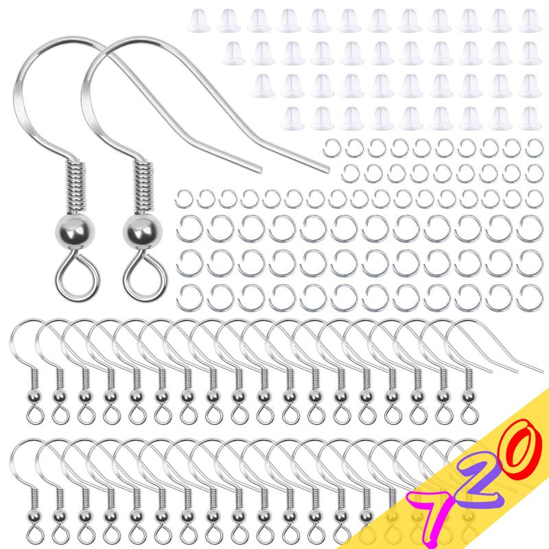 anezus Hypoallergenic Earring Hooks Kit Anezus 720Pcs Earring Making Kit with Hypoallergenic Earring Hooks Earring Backs and Jump Rings for Earring Making and Repair