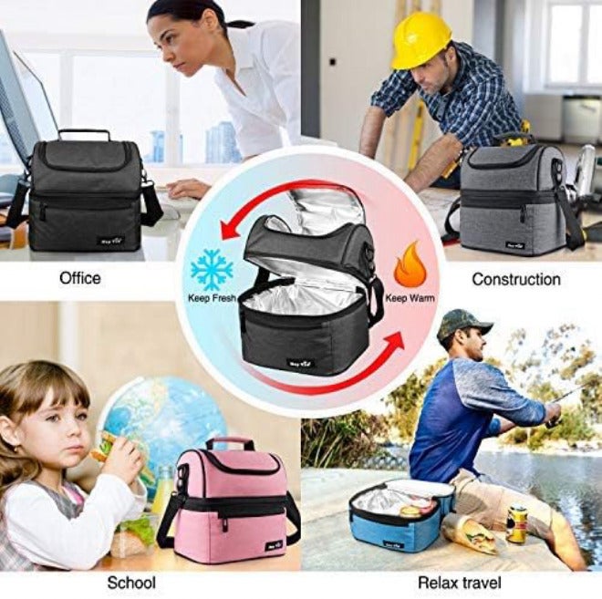 Hap Tim Lunch Box Insulated Lunch Bag Large Cooler Tote Bag for Adult,Men,Women, Double Deck Cooler for Office/Picnic (SA-16040-DG) - Image 4