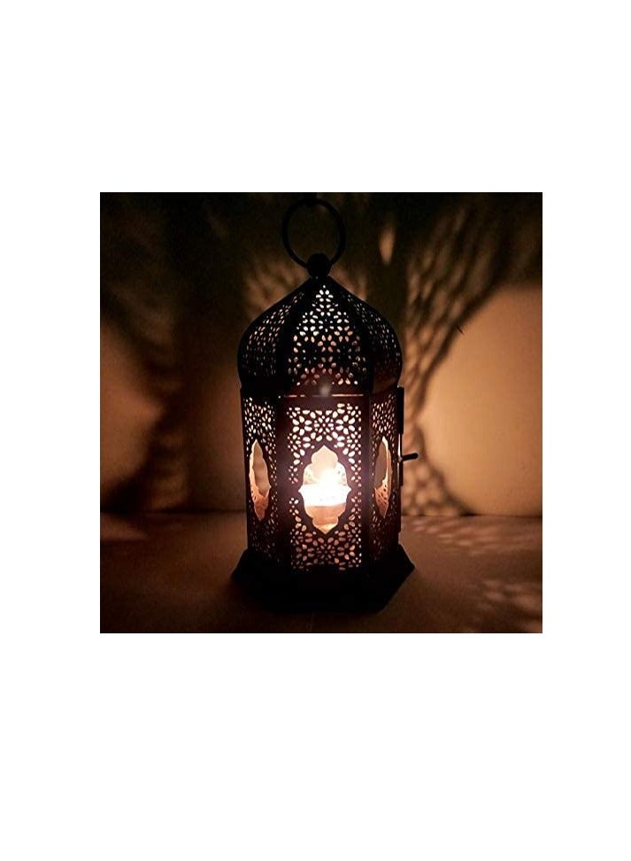 the purple tree Brass Moroccan Lantern Lamp Tealight Candle Holder For Decor Black Matty - Image 2