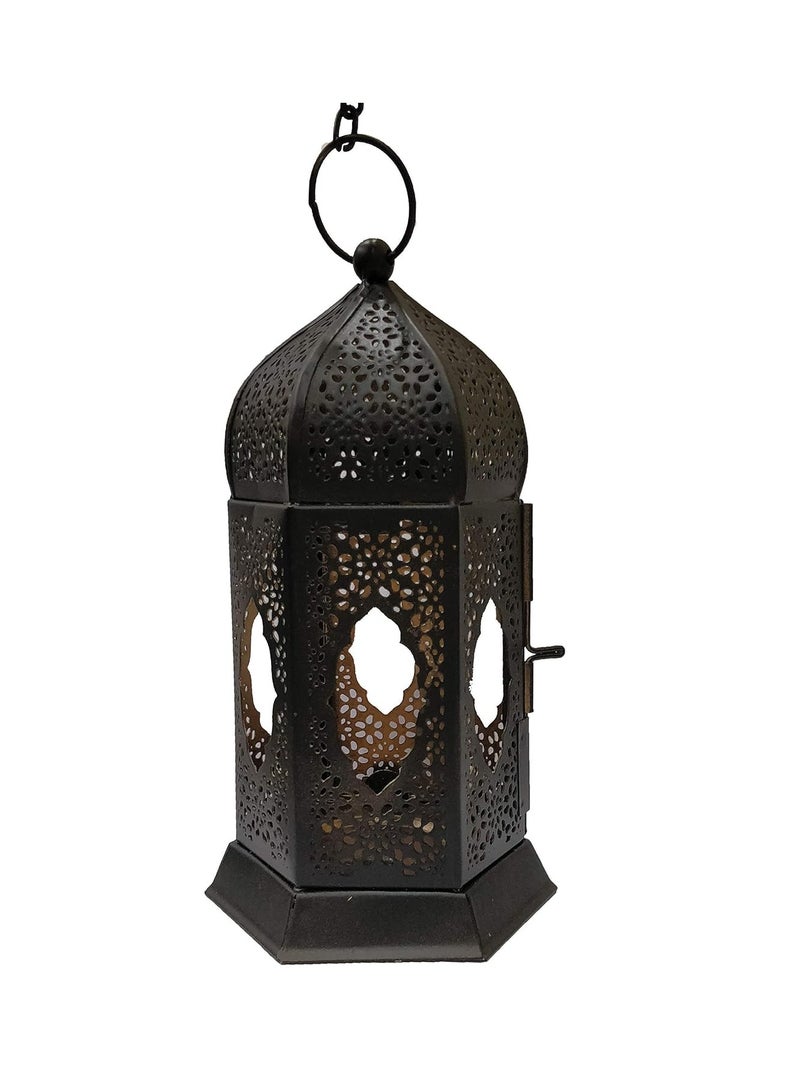 the purple tree Brass Moroccan Lantern Lamp Tealight Candle Holder For Decor Black Matty - Image 4