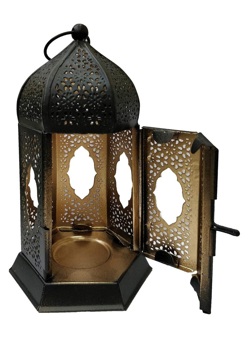 the purple tree Brass Moroccan Lantern Lamp Tealight Candle Holder For Decor Black Matty - Image 5