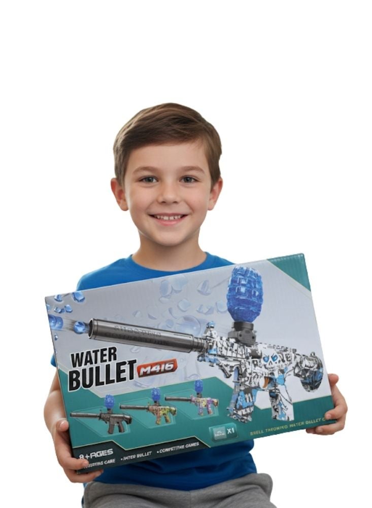 بريميم مسدس لعبة M416 أزرق وأبيض برصاص الماء - مسدس كرات جل مع مخزن، لعبة إطلاق نار بعيدة المدى للأطفال - Image 2