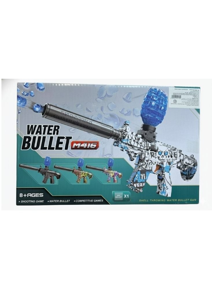 بريميم مسدس لعبة M416 أزرق وأبيض برصاص الماء - مسدس كرات جل مع مخزن، لعبة إطلاق نار بعيدة المدى للأطفال - Image 1