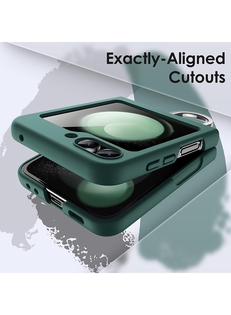 Case Up Compatible with Samsung Galaxy Z Flip 7 6.9 Inch Strap Case, Premium Liquid Silicone With Ring Holder [Soft Anti-Scratch] Shockproof Protective Slim Phone Cover for Samsung Galaxy Z Flip 7 2025, Green - Image 2
