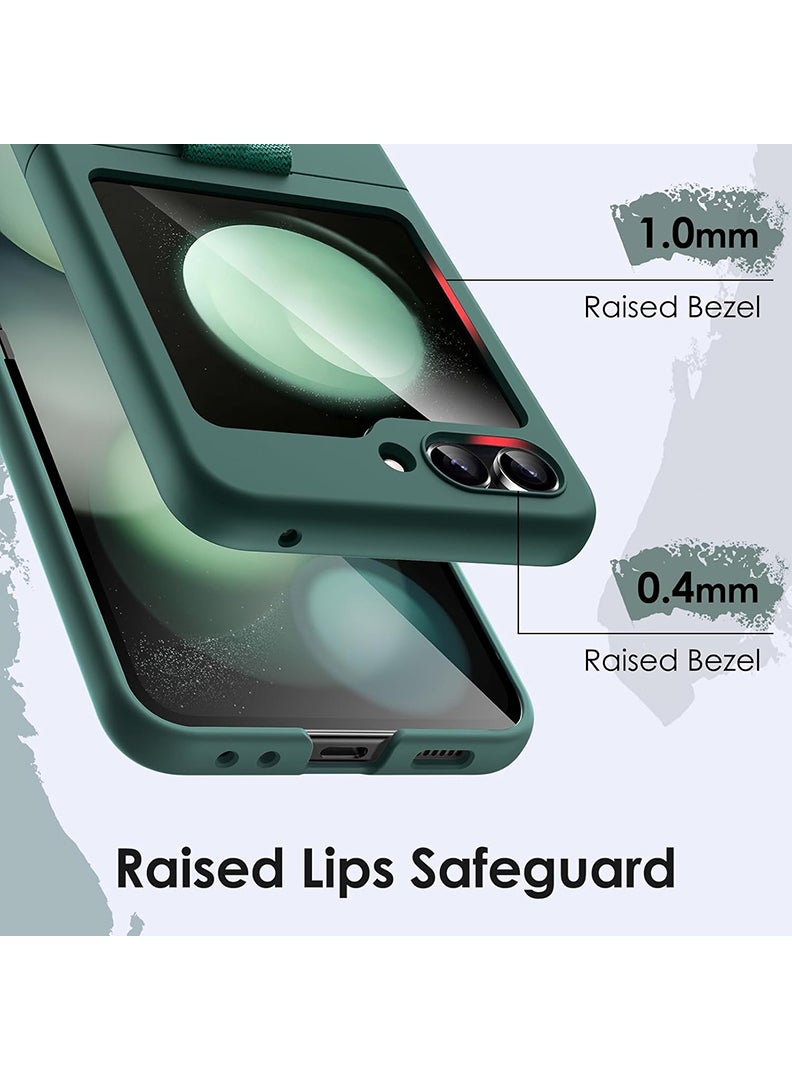 Case Up Compatible with Samsung Galaxy Z Flip 7 6.9 Inch Strap Case, Premium Liquid Silicone With Ring Holder [Soft Anti-Scratch] Shockproof Protective Slim Phone Cover for Samsung Galaxy Z Flip 7 2025, Green - Image 4