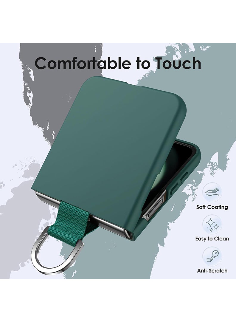 Case Up Compatible with Samsung Galaxy Z Flip 7 6.9 Inch Strap Case, Premium Liquid Silicone With Ring Holder [Soft Anti-Scratch] Shockproof Protective Slim Phone Cover for Samsung Galaxy Z Flip 7 2025, Green - Image 5