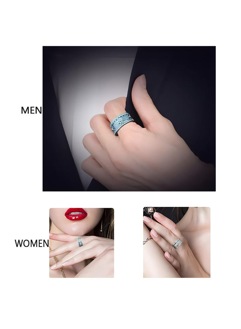 SYOSI 2Pcs Fidget Ring Anxiety Ring Men's Women Engagement Rings for Women Mens Anxiety Stress Relieving Band Rings Couples Rotating Mechanical Gear Ring（Silver: Size 10+ Rose Gold: Size 8） - Image 3