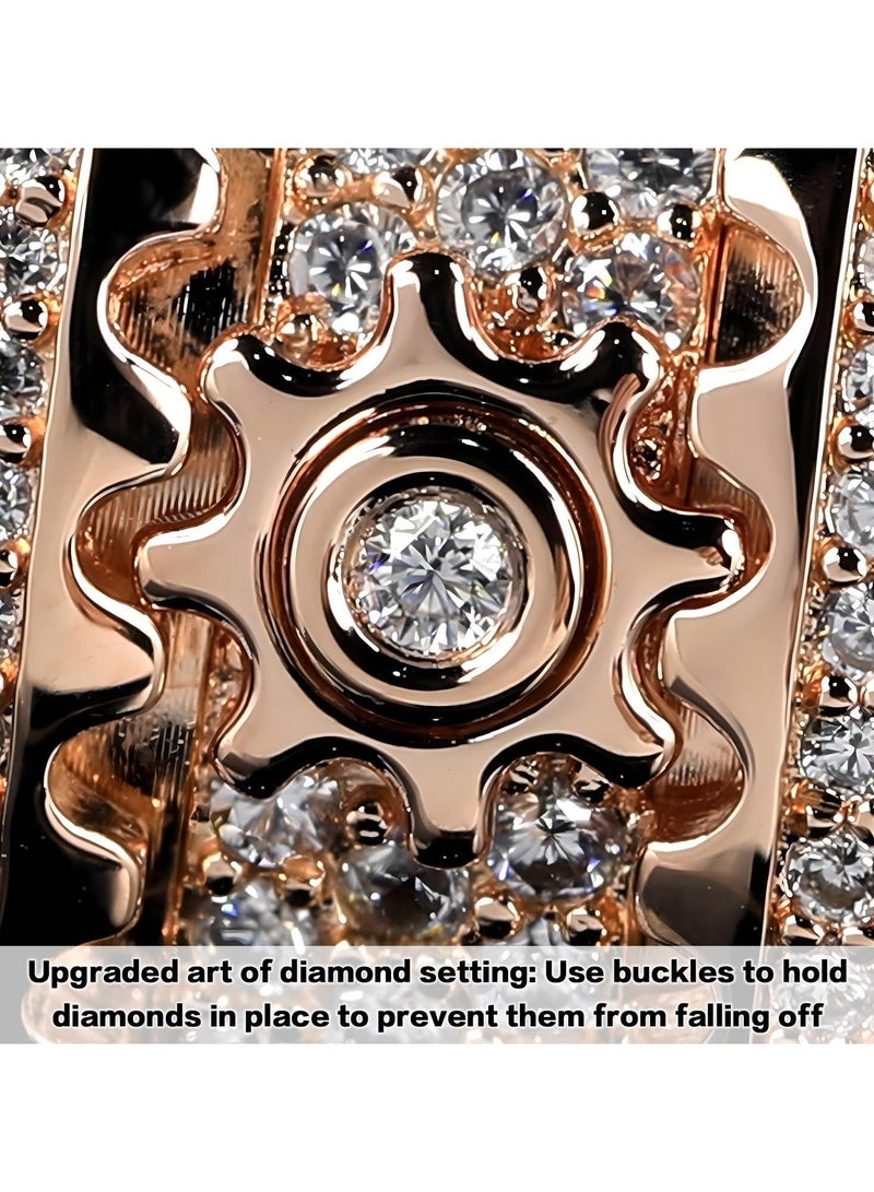 SYOSI 2Pcs Fidget Ring Anxiety Ring Men's Women Engagement Rings for Women Mens Anxiety Stress Relieving Band Rings Couples Rotating Mechanical Gear Ring（Silver: Size 10+ Rose Gold: Size 8） - Image 5