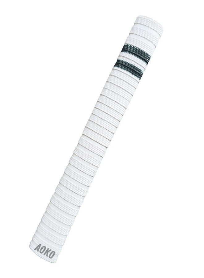 AOKO مقبض مضرب الكريكيت الأبيض الممتاز من AOKO مع خط أسود | مقبض مطاطي لاصق للغاية لتحكم أفضل وراحة أكبر - عبوة من قطعة واحدة - Image 1
