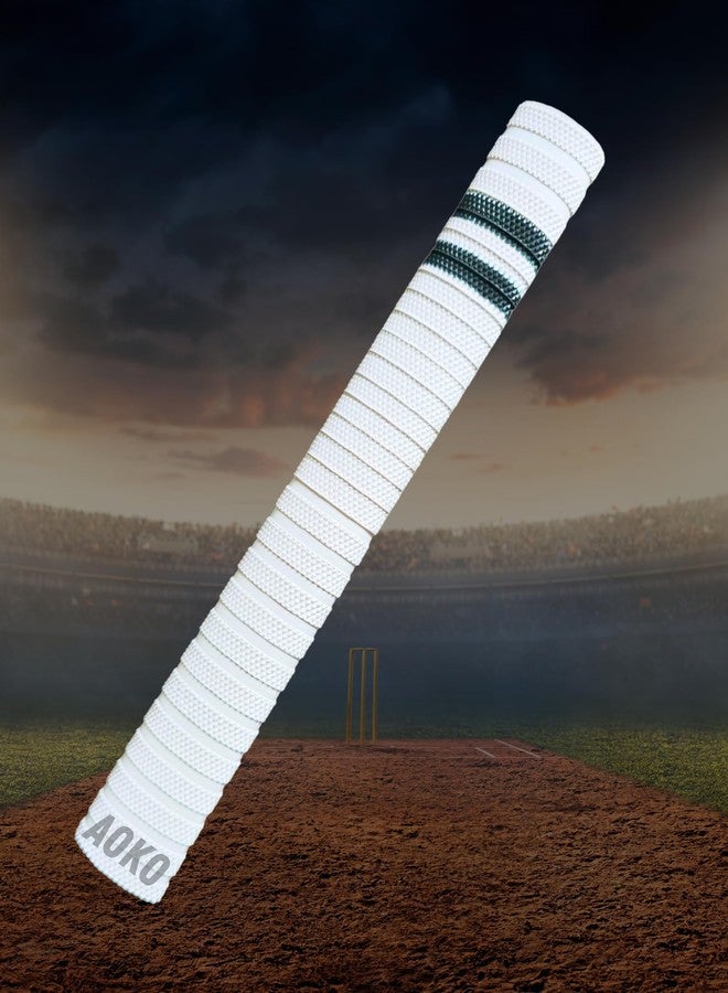 AOKO مقبض مضرب الكريكيت الأبيض الممتاز من AOKO مع خط أسود | مقبض مطاطي لاصق للغاية لتحكم أفضل وراحة أكبر - عبوة من قطعة واحدة - Image 2