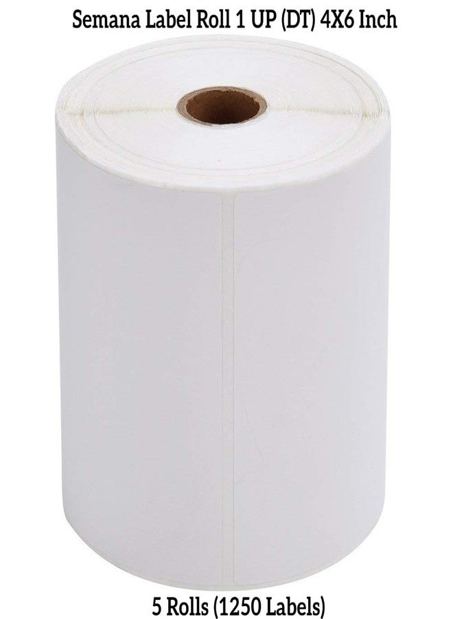 Semana Direct Thermal Barcode Label 4X6 Inches (100X150 mm),1Up,250 Labels per Roll; Self Adhesive Paper Label Designed for Small Thermal Printers; (Pack of 5 Roll (1250 Labels)) - Image 1
