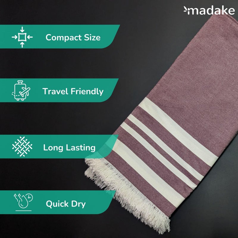 madake Bamboo Ultra Soft & Thin Turkish Towel- 160x75cm|Quick Dry, Super Absorbent, Anti Bacterial|Extra Large Bath Towel for Men and Women|Ideal for Bath, Travel, Gym, Beach, Pool, and Yoga|Pack of 2 - Image 5