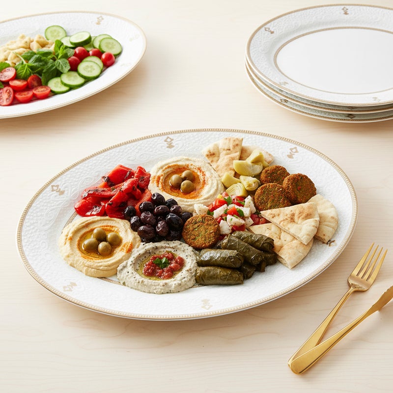 Shallow ZAYA New Bone China Oval Platter 36 cm  Large White Serving Platter for Hosting & Festive Dining, Elegant Tableware for Daily Use, Brunch, Ramadan, Eid, Diwali & Gifting - Image 5